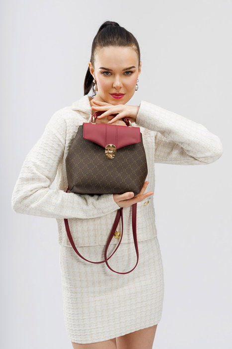 Lucky Bees Mochila 1214 v2 - Marrón, Rojo Claret